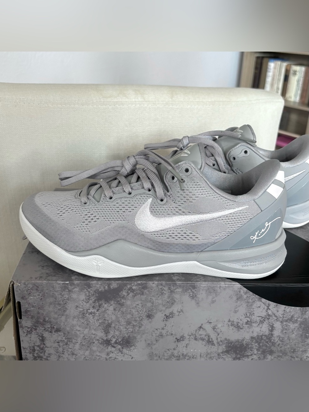 Nike Kobe 8 Protro Wolf Grey White Womens 7.5 Mens 6 Basketball Shoes HF9550-002